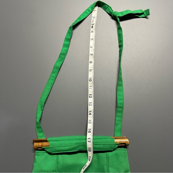 Vintage Jeanne Bouchever Purse - Wooden Hand Bag - Green Retro Handle Pouch - Picture 9 of 12